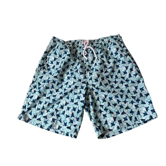 J. CREW FLEX Swimwear; Swim Trunks, Sting Ray Pattern, teal background - Picture 1 of 7